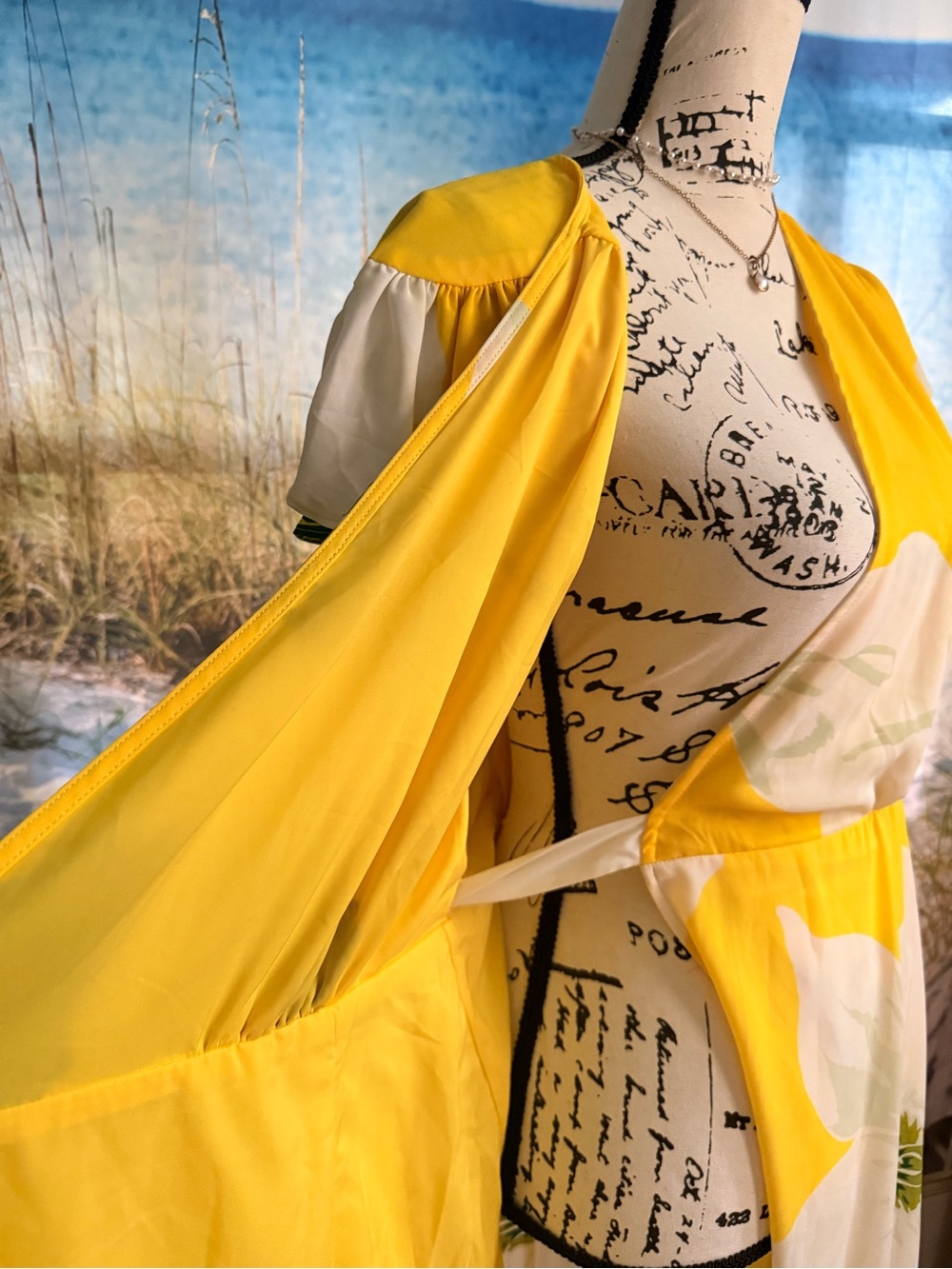 New York & Company Yellow & White Floral Wrap-Style Maxi Skirt - Picture 9 of 10